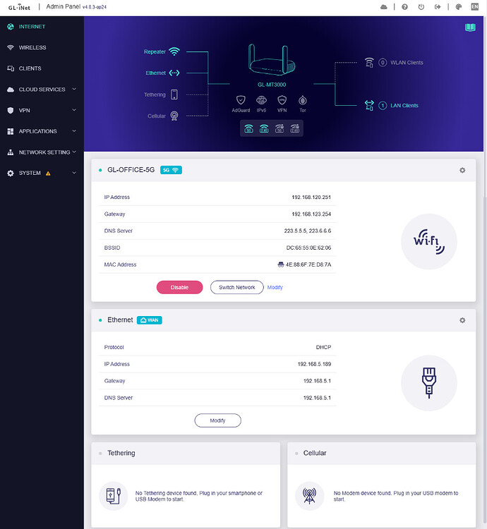 How to connect to one GL router behind another GL router (LAN ...