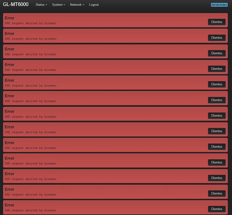 Error XHR request aborted by browser - Routers - GL.iNet Official Forum