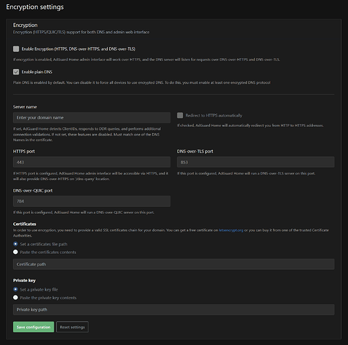 Encryption Settings