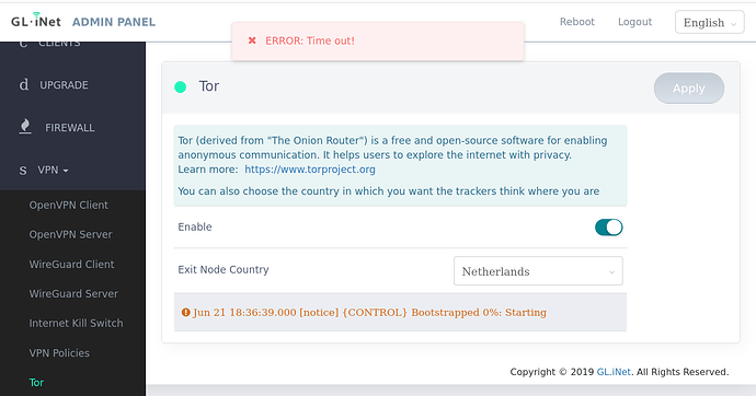 3. Tor ERROR Time Out!
