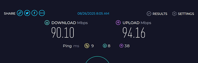 image showing slow speeds of roughly 90Mbps