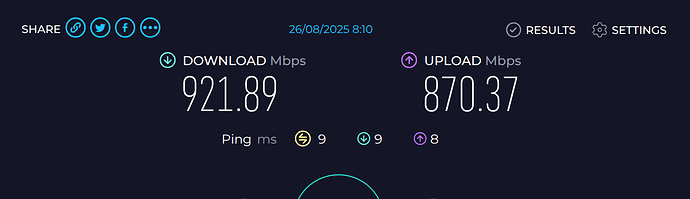 image showing fast speeds of roughly 900Mpbs