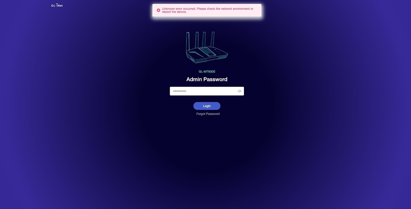 GL-MT6000 - Admin Panel Password not working - Technical Support for ...