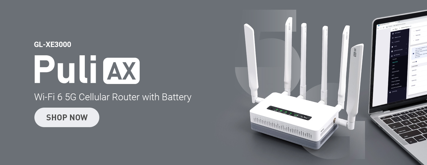 Routeur 5G Portable GL.iNet GL-XE3000 Puli AX - Wi-Fi 6, Double Slot SIM, Batterie 6400mAh, VPN, OpenWrt